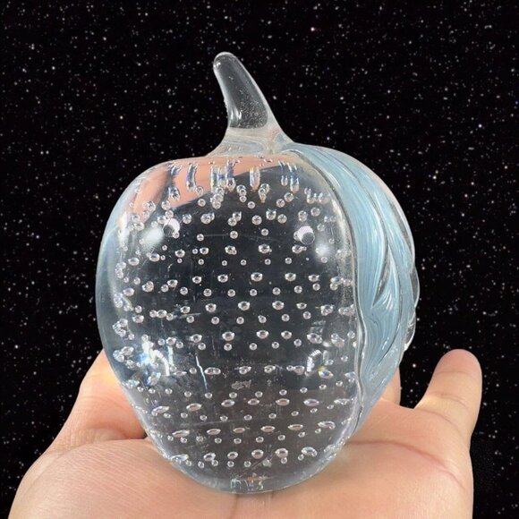 Vintage Gibson Clear Heavy Apple Fruit Figurine With Bullicante Small Bubbles - Picture 9 of 12